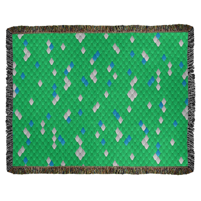 Jeté en coton tissé Katelyn Elizabeth, Vert / bleu