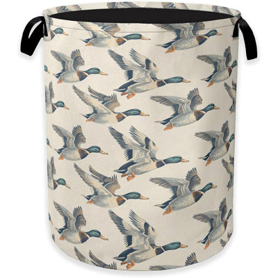 Vintage Mallard Duck Laundry Basket Rustic Farmhouse Clothes Hamperoxford Cloth Collapsible Nursery Hamper Storage Organization For Bedroom Bathroom Office College Dorms
