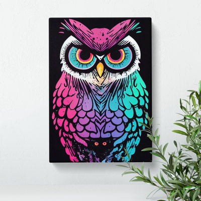 Neon Owl - Wrapped Canvas Print