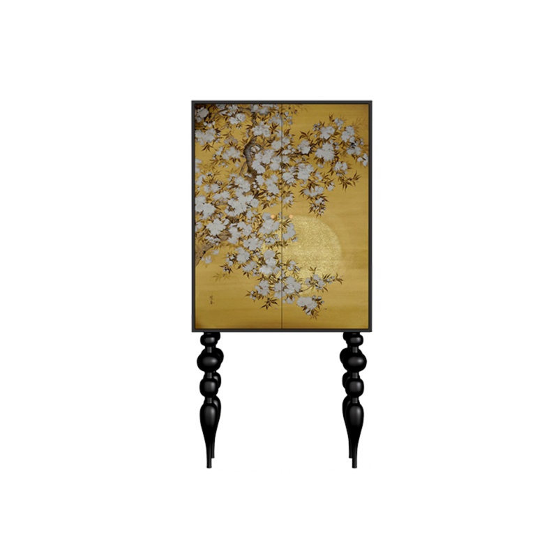 Armoire moderne à double porte minimaliste, Noir / Jaune