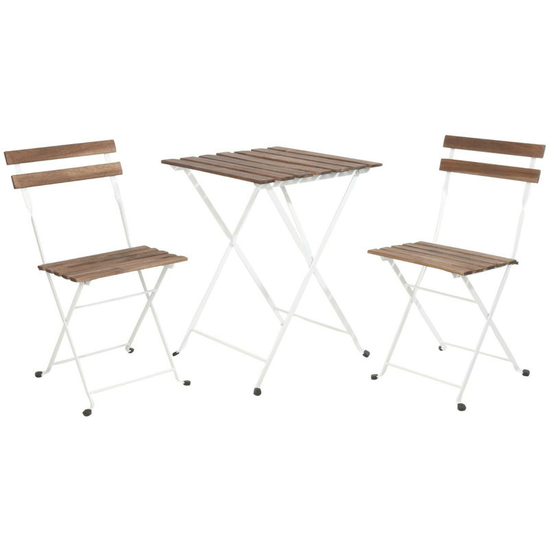Bourgogne 2 - Person Acacia Patio Dining Set with Square Table, White