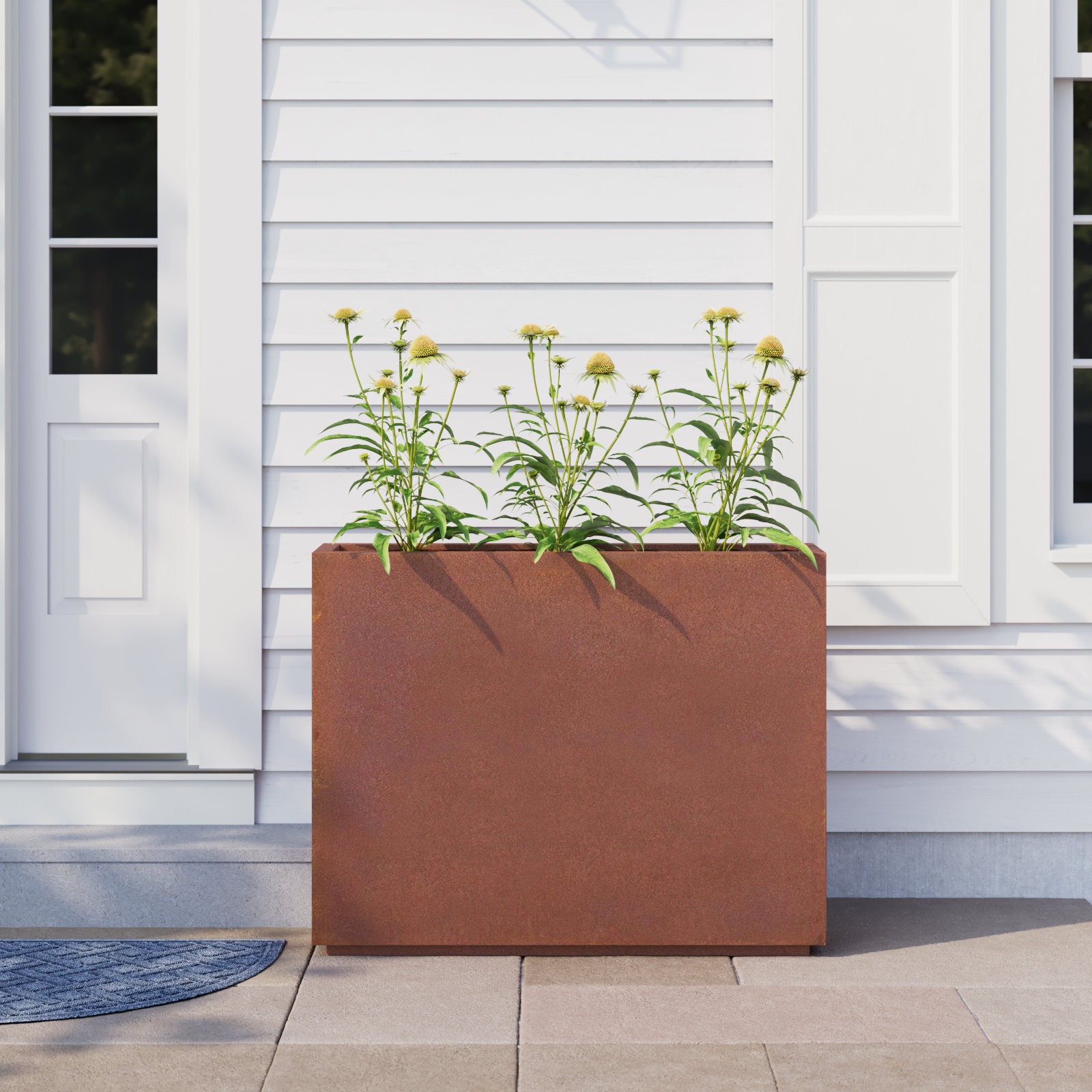 Corten Steel Series Span Planter, 30" H x 38" W x 10" D