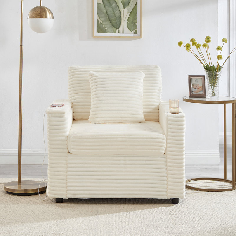 Canapé confortable moelleux en velours côtelé, espace de rangement pour une grande chaise simple, chaise longue moelleuse avec repose-pieds et tableau