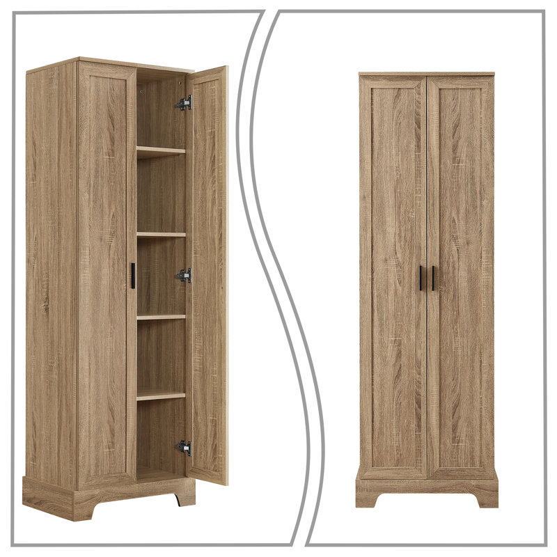Tall Freestanding Storage Bathroom with high quality MDF board, Adjustable and Fixed Shelves, Brown