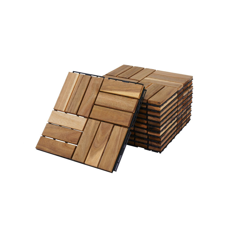 Carreaux de terrasse entrelacés à motif rayé, Brun