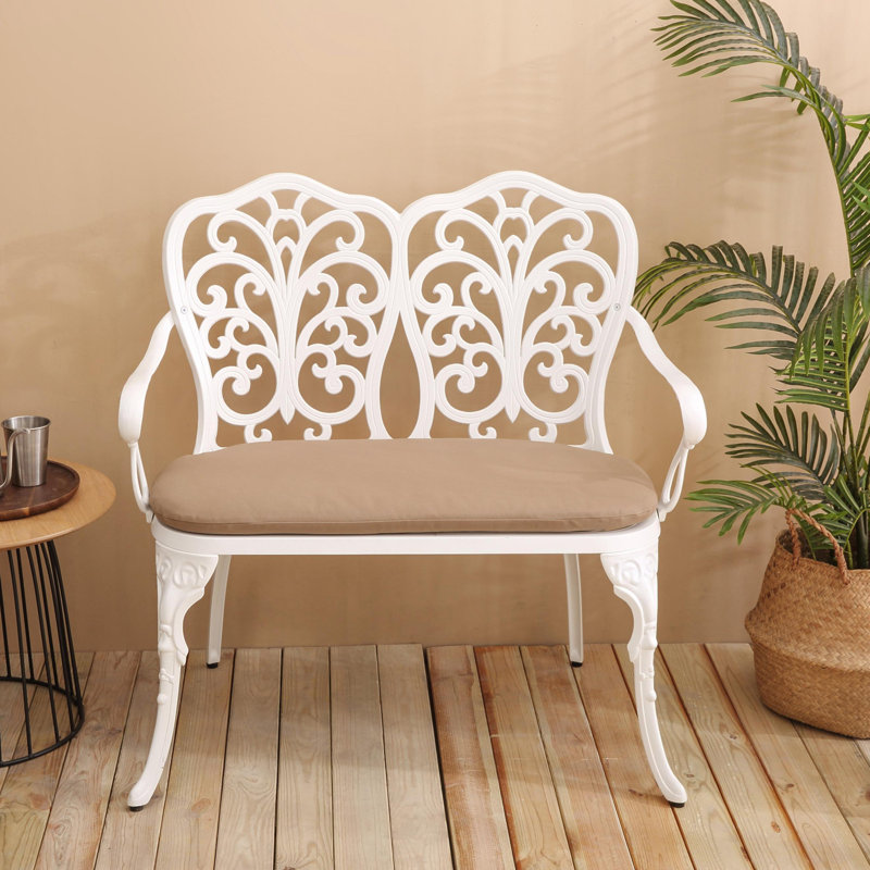 Banc en fonte d'aluminium avec coussin, Noir, noir, noir, noir