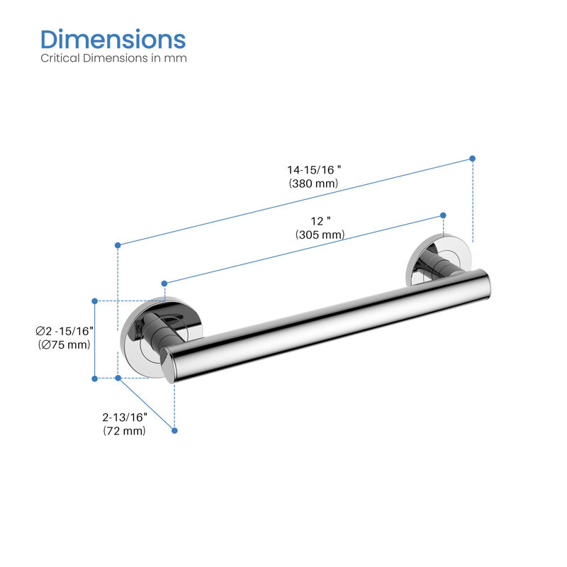 14.94'' Bath Safety Grab Bar, Chrome