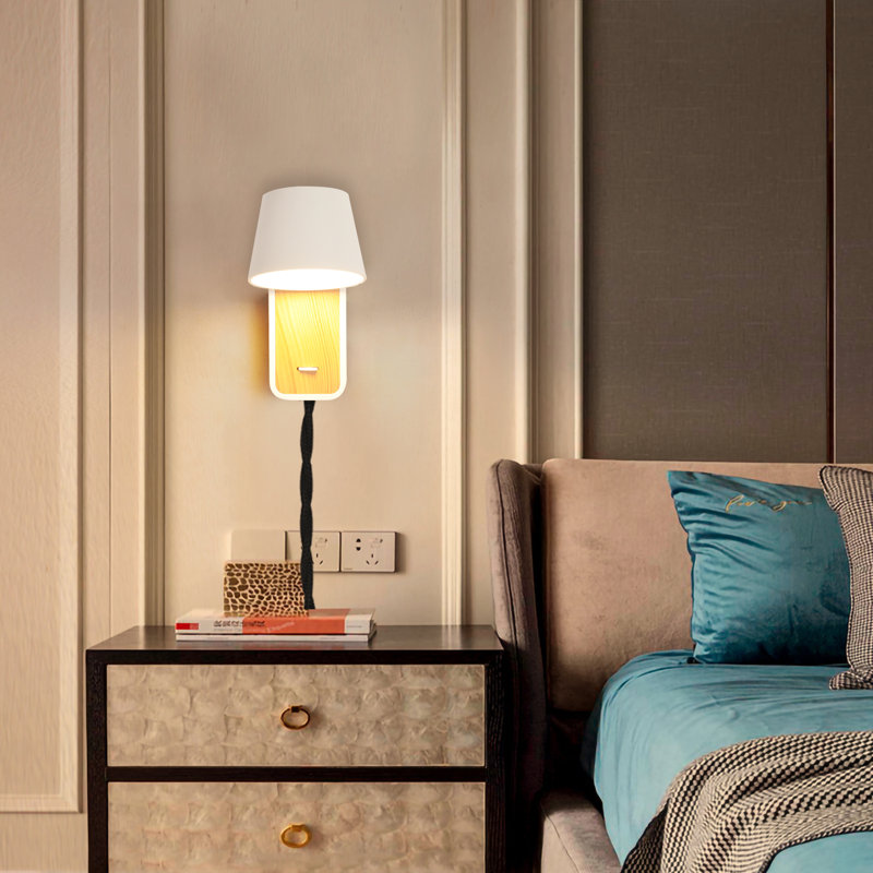 Vilimas Modern Wall Lamp Plug in Cord Indoor Mounted Lighting Fixture-Nordic Bedside Rotatable