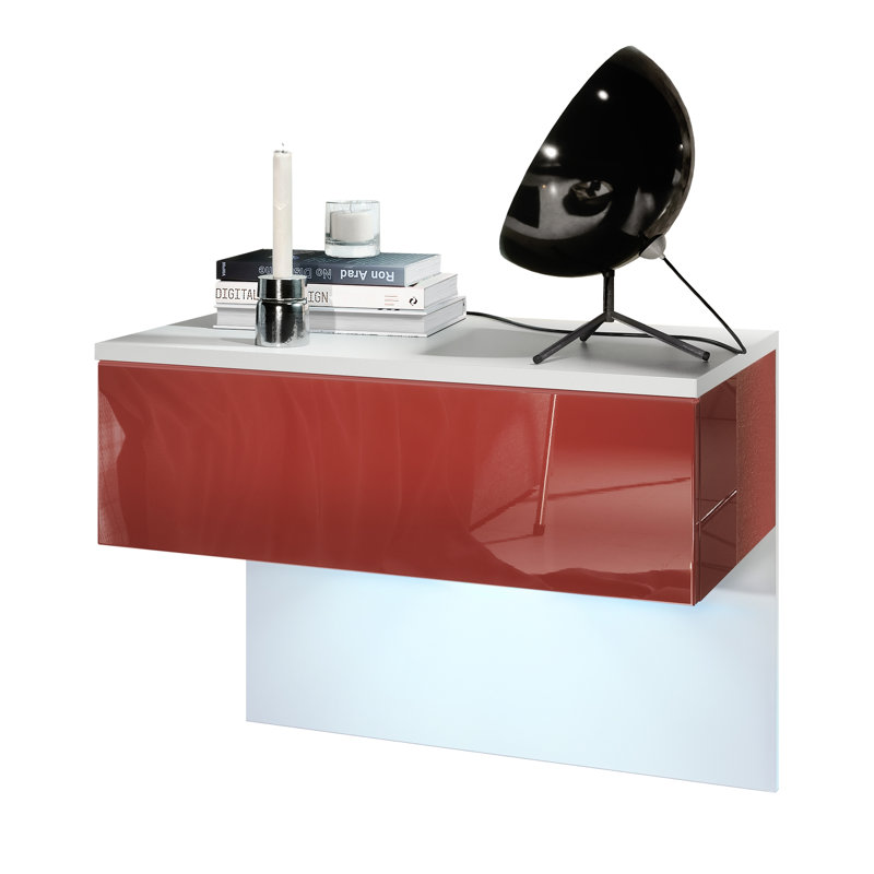 Leeward 60cm W Manufactured Wood Bedside Table, Bordeaux, White