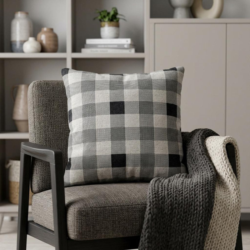 Graham Transitional Grey Throw Pillow