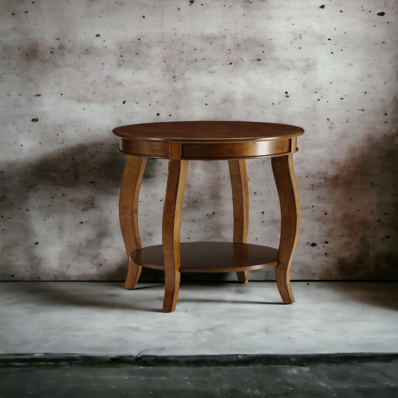 Walnut Side Table With Bottom Shelf For Decorative Storage Wood Stylish Design