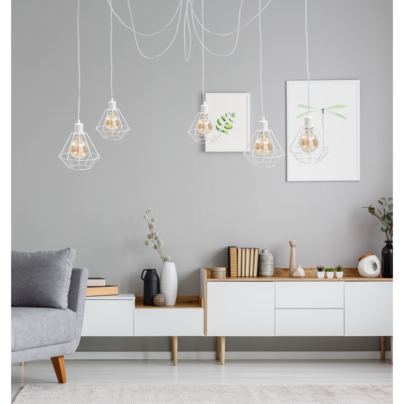 Gertie 5 - Light Geometric Pendant, White