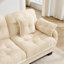 Canapé en L Chenille avec 4 coussins en forme de L, repose-pieds mobile et garniture capitonnée matelassée à conception ergonomique, canapé à assise profonde facile à assembler pour le bureau du salon, appartement, beige crème-1065213120-1065213124