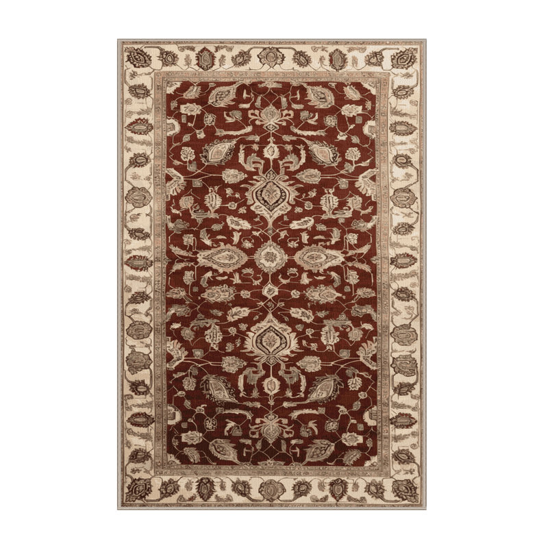 Tapis beige lavable à la machine, Rectangle 7 pi x 9 pi