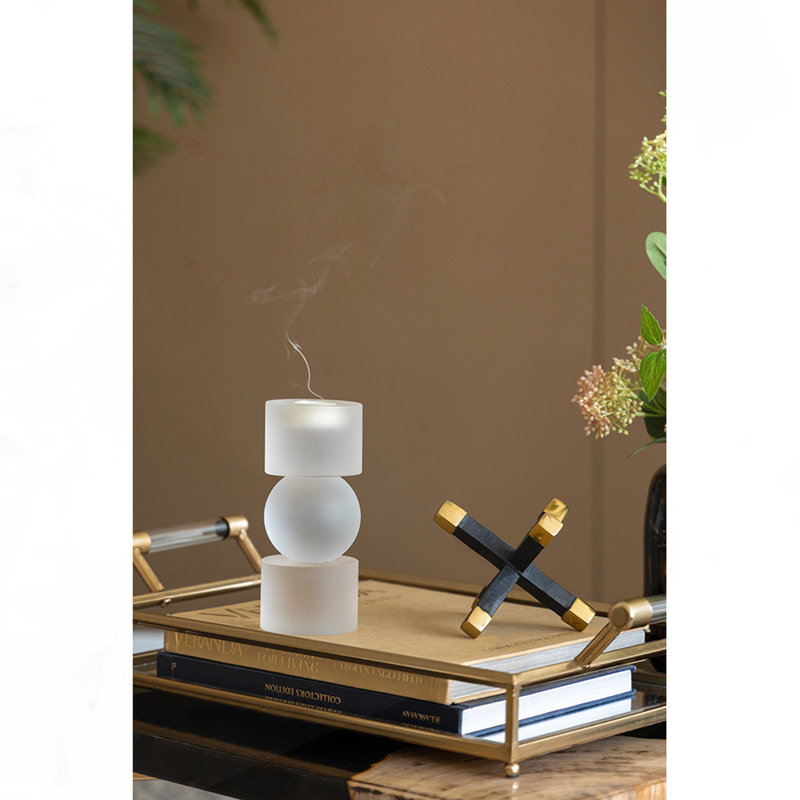 Petit porte-bougie en verre D3.1X7.1 "Palisade, H 7,1 po x l 3,1 po x P 3,1 po