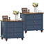 Table de chevet Farmhouse avec station de charge, table de bout de 24 po de large avec 3 tiroirs, commode en bois pour la chambre à coucher, commode de table de chevet, table de chevet pour le salon, placard-123037896-123175609