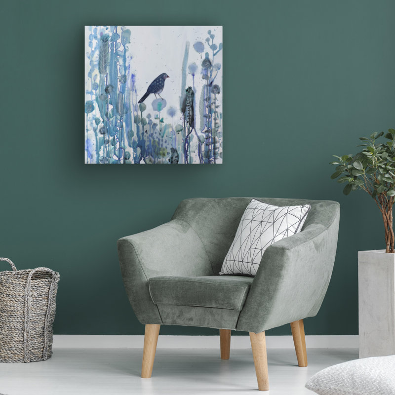 Sylvie Demers Blue Bird Canvas Art with Wooden Frame
