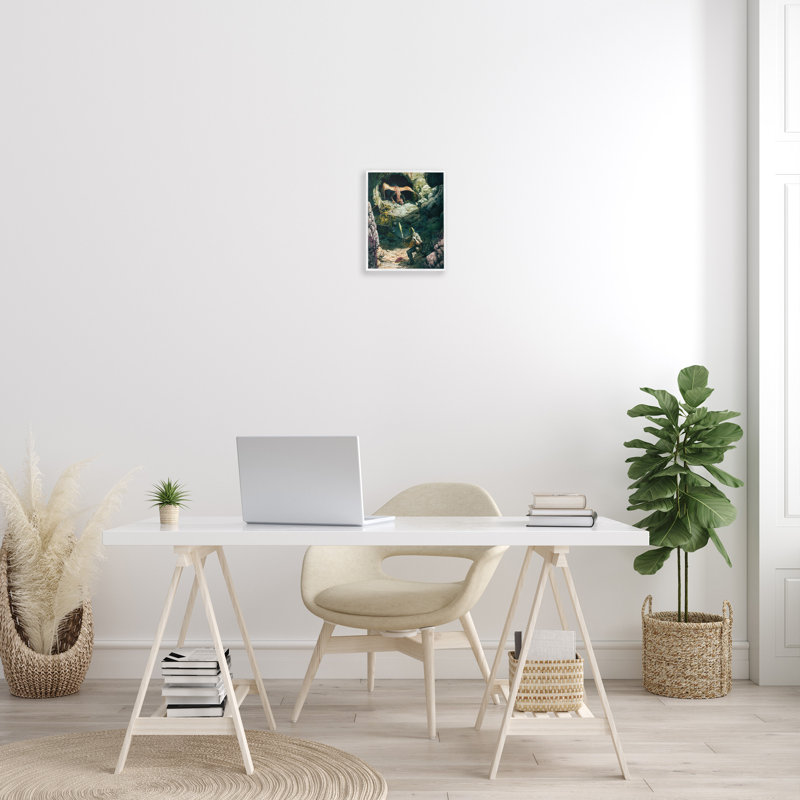 Dragon et chevalier, art giclée encadrée par Ciruelo, Giclée encadrée blanc bord de mer, H 14 po x l 11 po