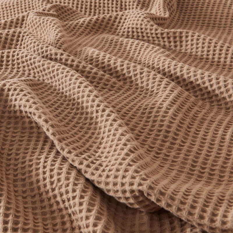 Couverture 100% coton gaufré Minali, Très grand, Caramel