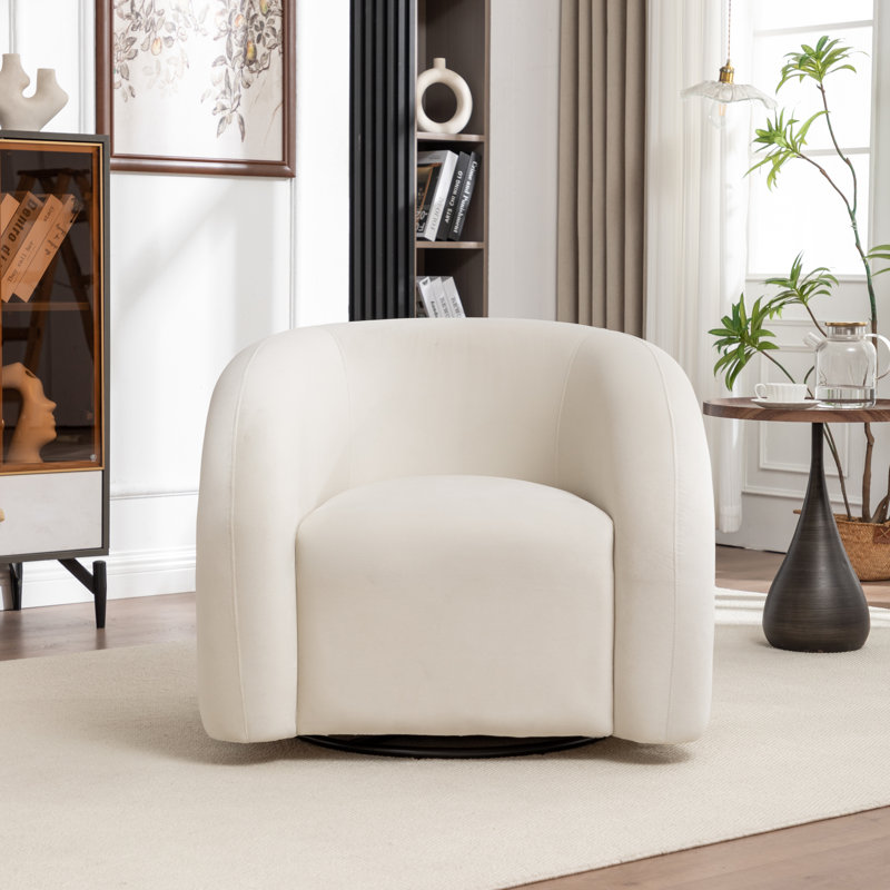 Fauteuil demi-tonneau rembourré et pivotant, Beige