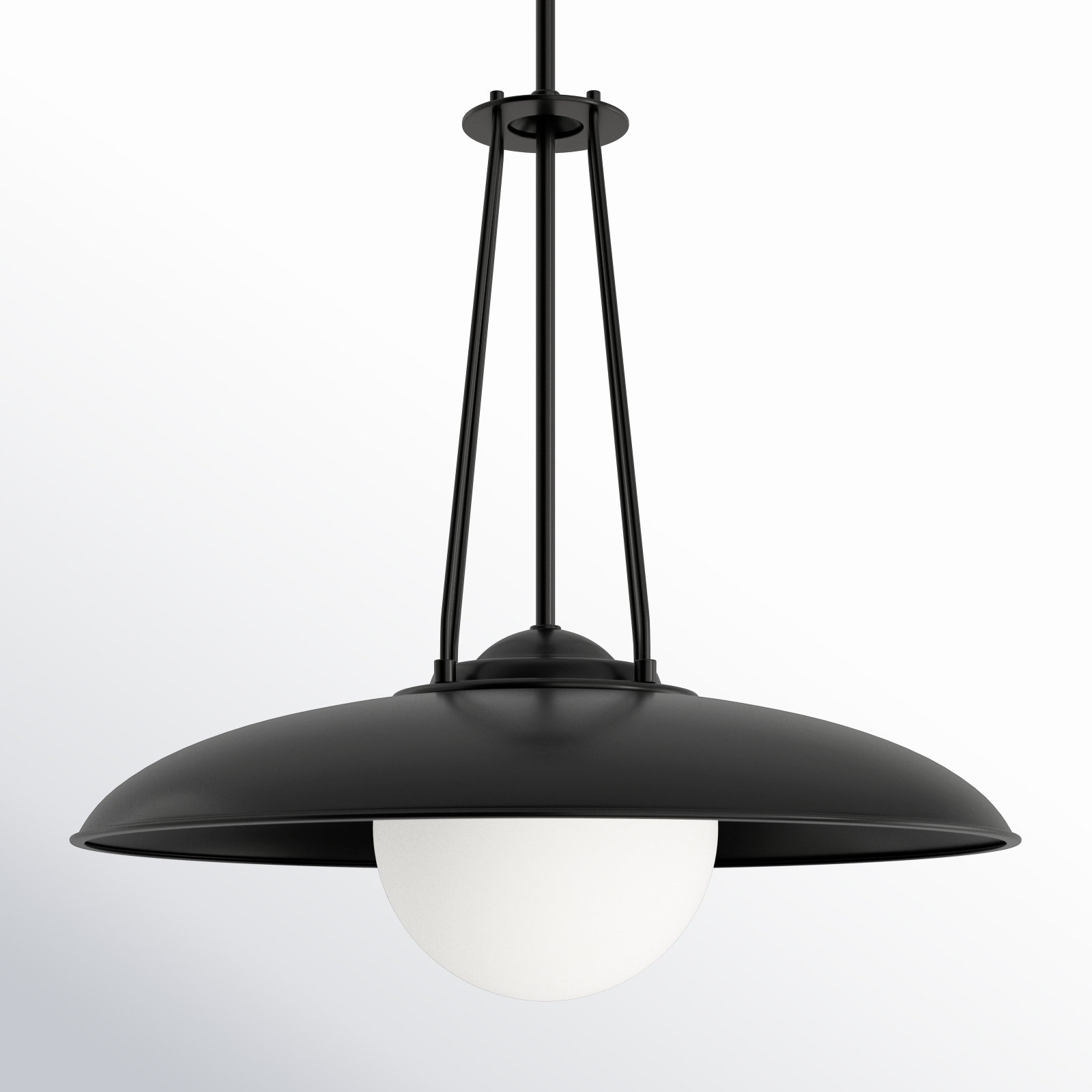 Single Light Glass Dimmable Pendant, 23.38" H x 24.25" W x 24.25" D