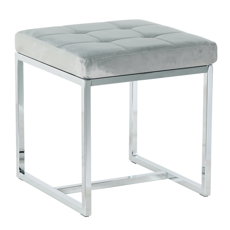 Jacques Steel Accent Stool, Silver Grey