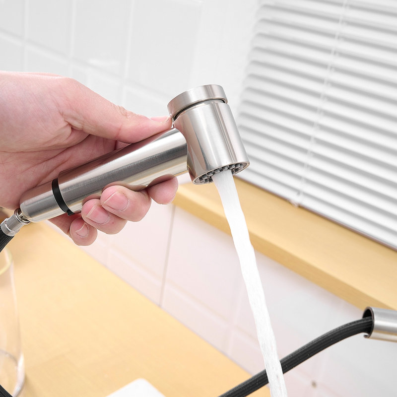 Sink Faucet, Kitchen Faucets With Pull Out Sprayer, Bathroom Sink Faucets Mini Bar Prep Faucet, Brushed Nickel