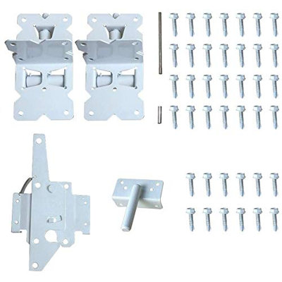 304 Stainless Steel Self-Closing Gate Hinge & Latch Kit, Heavy Duty Auto Close Lock for Wood Vinyl Aluminum Barn Fence Gates