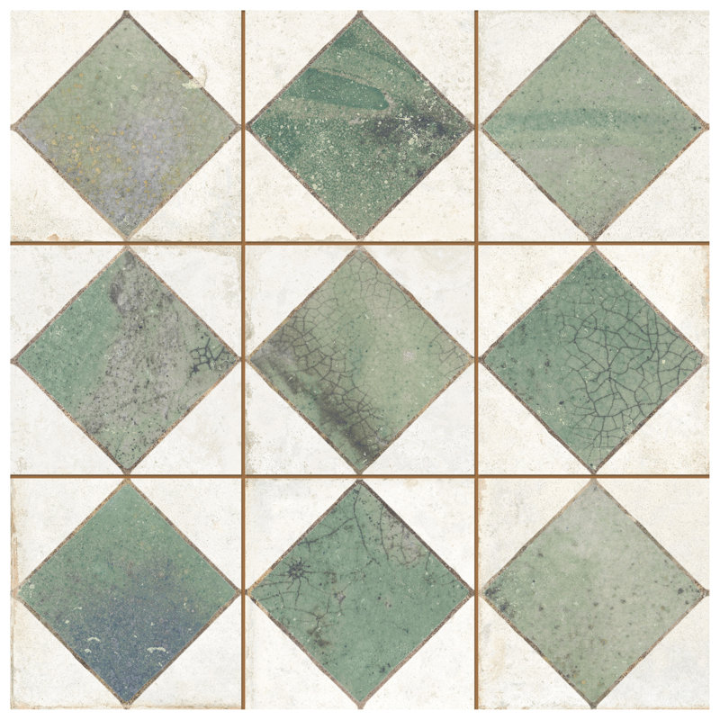 Kings Arles 13 In. X 13 In. Ceramic Floor And Wall Tile, Green/Beige