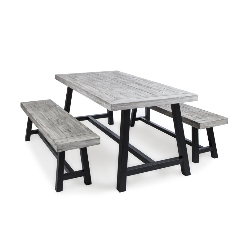 Eulene Rectangular 4 - Person 71" Long Dining Set, Sandblast Light Grey