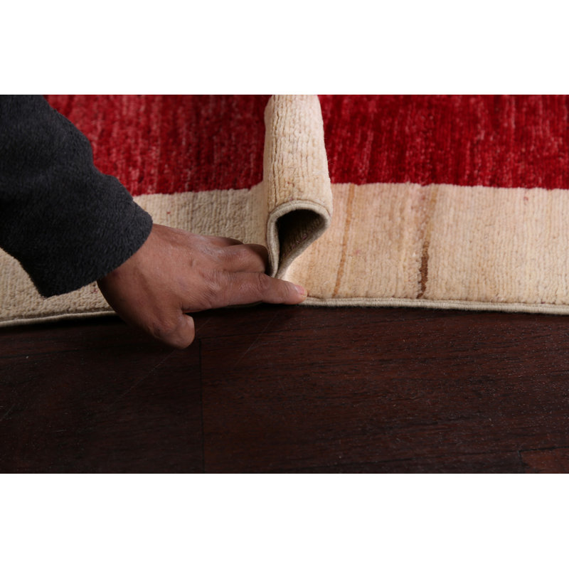 Tapis rouge noué à la main de conception unique 2 pi 9 po x 10 pi 1 po