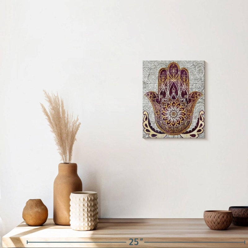 Mandala Hamsa, reproduction d'art sur toile, H 10 po x l 8 po x P 1 po