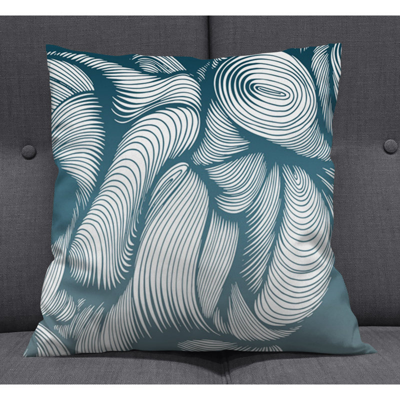 Throw Pillow With Insert, 16"H x 16"W, Blue/White Abstract 7