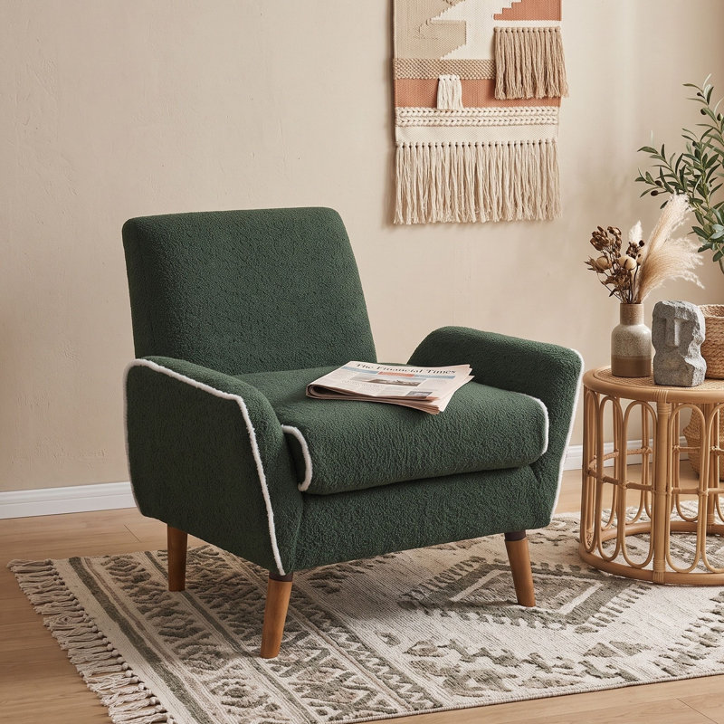 Chaise d'appoint rembourrée avec accoudoirs roulés, Vert