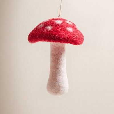 Nordic Felted Mushroom Ornament - Single