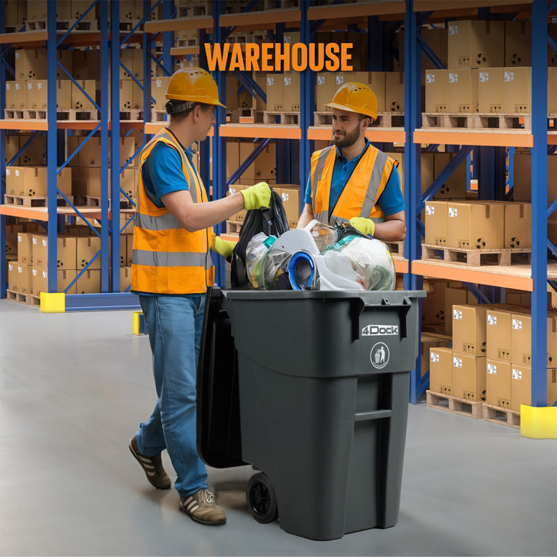 Trash Can with Wheels - 52 Gallon