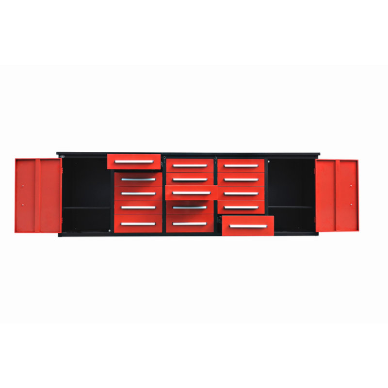 Armoire de rangement avec tiroirs et armoires, Rouge