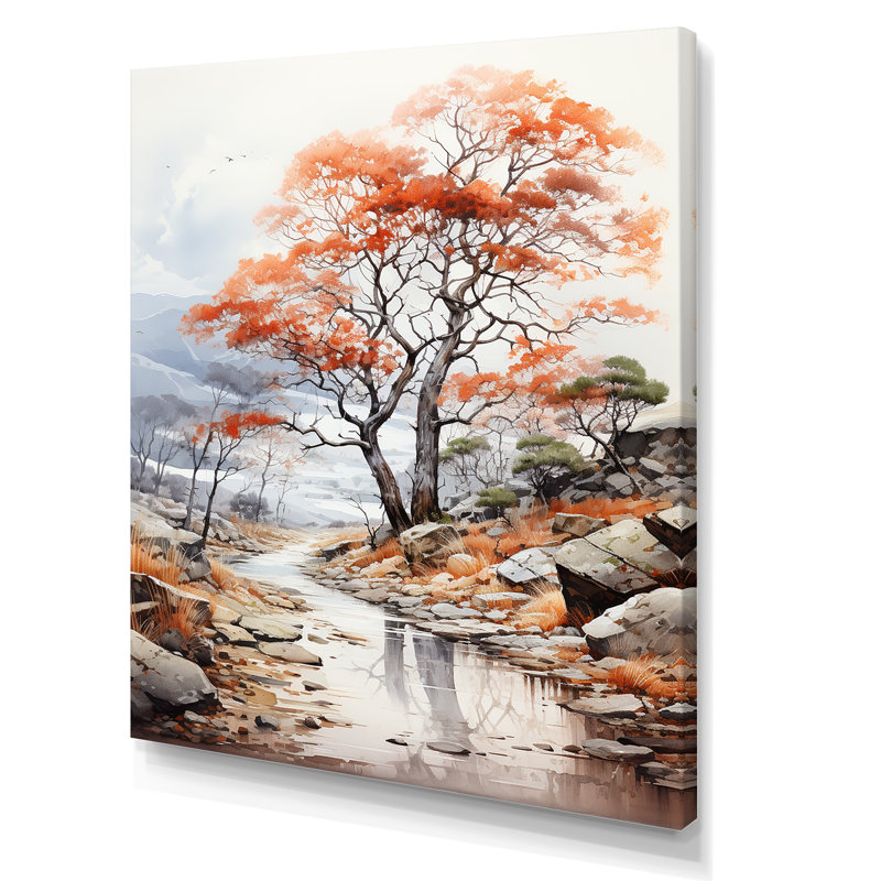 Impression abstraite d'un chêne mystique sur toile, Toile tendue, H 20 po x l 12 po