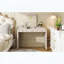 Meuble-lavabo classique en bois avec miroir rabattable, design 3 en 1, 2 tiroirs et rangement, finition champagne-1136016859