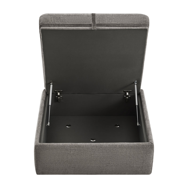 Winfree 33.9" Wide Rectangle Storage Ottoman, Fossil Gray