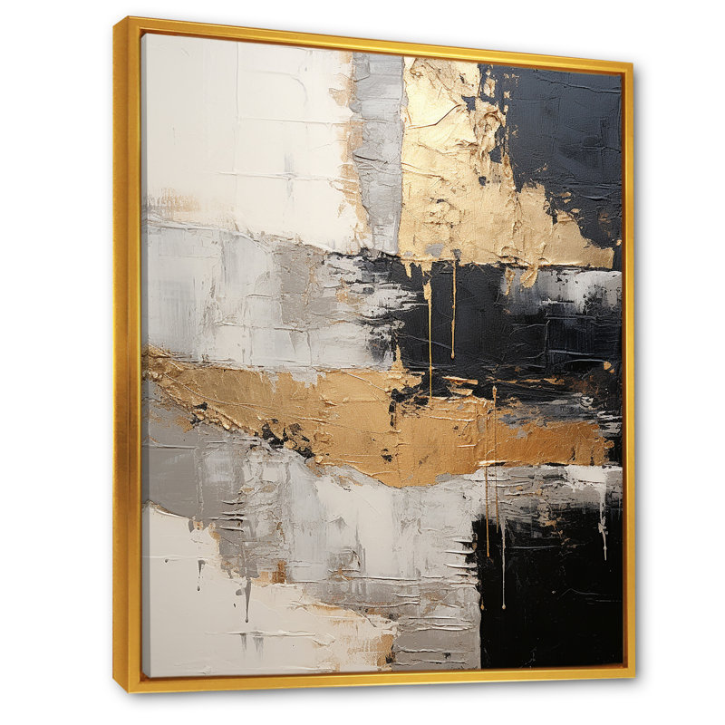 «Grey Gold Minimalisme Poteries I», reproduction, H 32 po x l 24 po x P 1 po, Cadre flottant doré