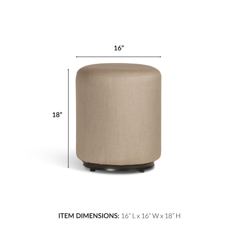 Reilly Outdoor Pouf, Cast Ash Sunbrella® Plainweave