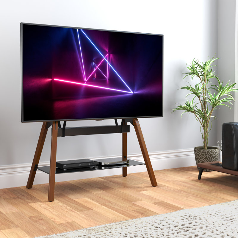 Basye Unfinished TV Stand for TVs up to 85", Dark Wood