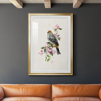 Spring Song Goldfinch - Matted and Framed Under Acrylic Glass, Large Living Room Wall Art