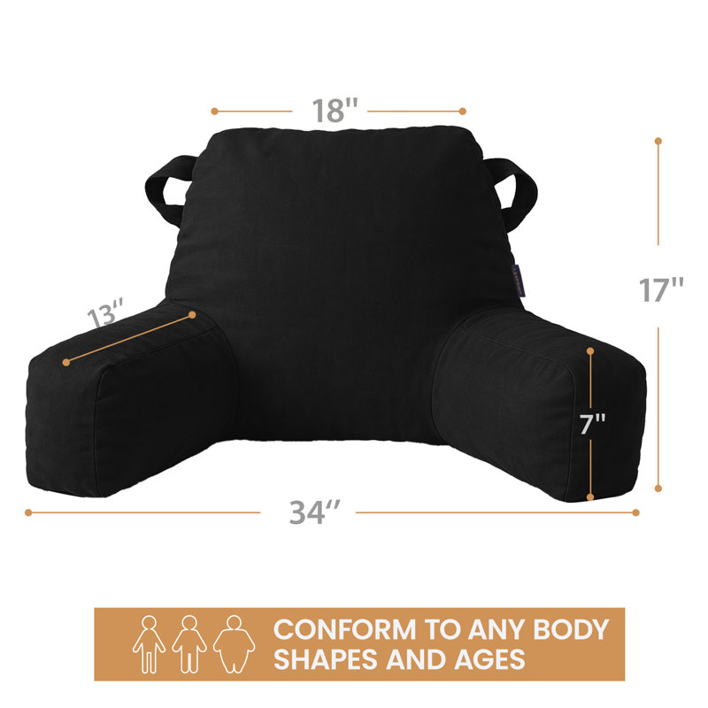 Comfy Backrest Pillow Arm Pillow With Pockets, Black