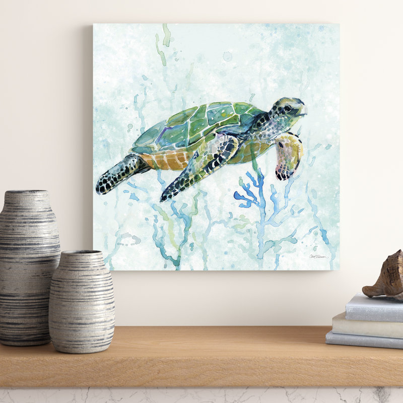 Sea Turtle Swim I by Carol Robinson - No Frame Print on Canvas, 30.48 cm H x 30.48 cm W, No Frame