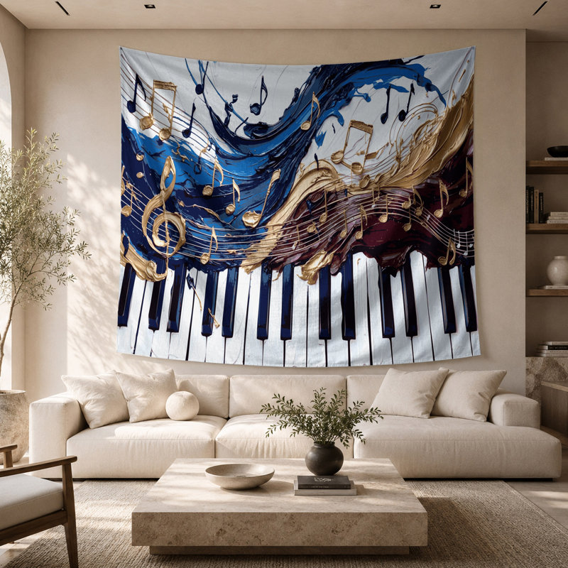 Tapisserie murale «Music Piano», 26 po x 36 po