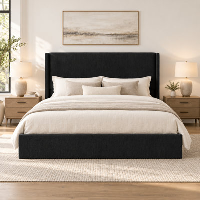 Bowe Corduroy Upholstered Hydraulic Lift Storage Platform Bed