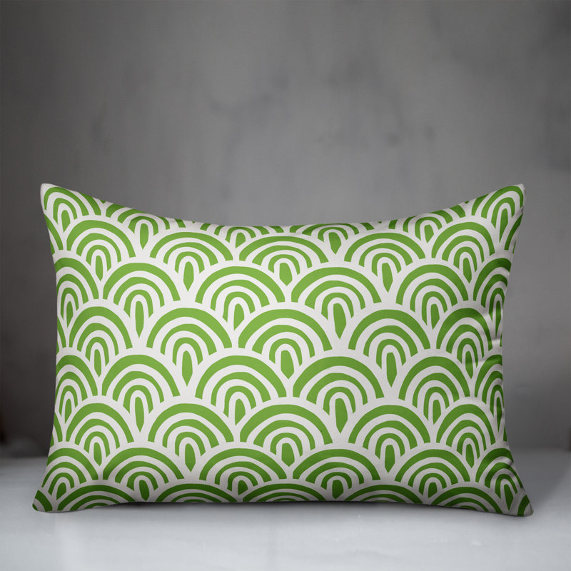 Abstract Outdoor Throw Pillow, Light Green/White, Pillow Cover Only - No Insert