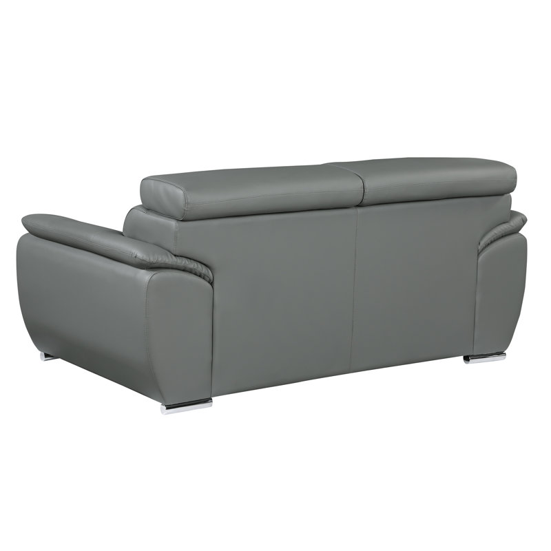 Causeuse en cuir véritable, Gris